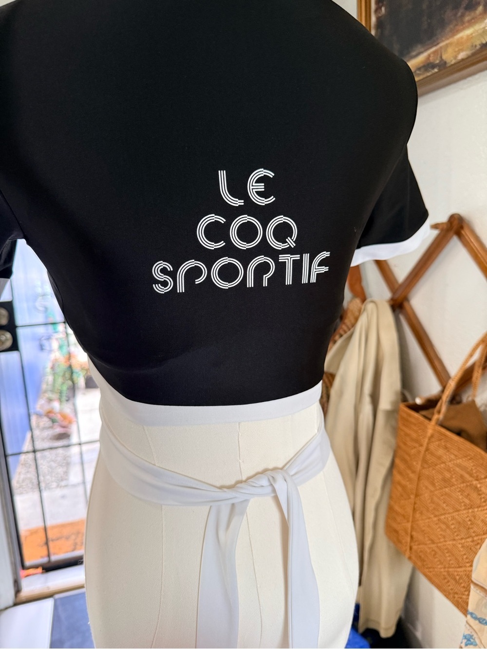 Le Coq Sportif Black and White Short-Sleeve Cropped Tee - Picture 3 of 4
